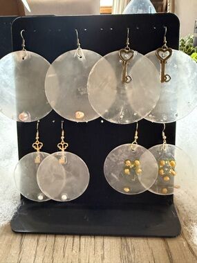 4 pair capiz shell hypoallergenic earrings crafted with CZ & freshwater pearls